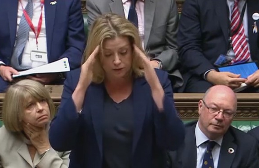 Penny Mordaunt using sign language