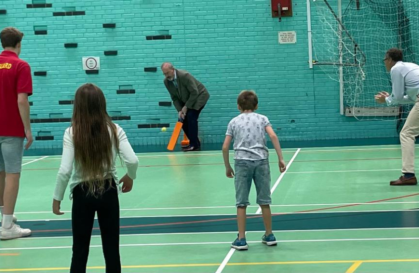 Michael playing cricket