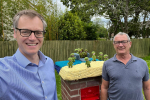 Michael and Town Cllr Bill Pipe with decorated post box