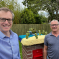 Michael and Town Cllr Bill Pipe with decorated post box