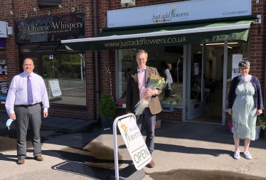 Michael outside flower shop