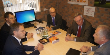 Grant Shapps and Michael Tomlinson at Central Spares Ltd, Wimborne