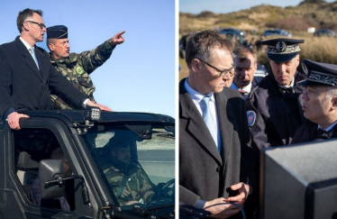 Michael in France on buggy and talking to officials