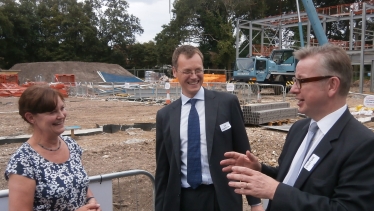 Michael Tomlinson and Michael Gove at Montacute School